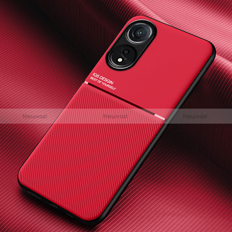 Ultra-thin Silicone Gel Soft Case Cover with Magnetic for Oppo A18 Red