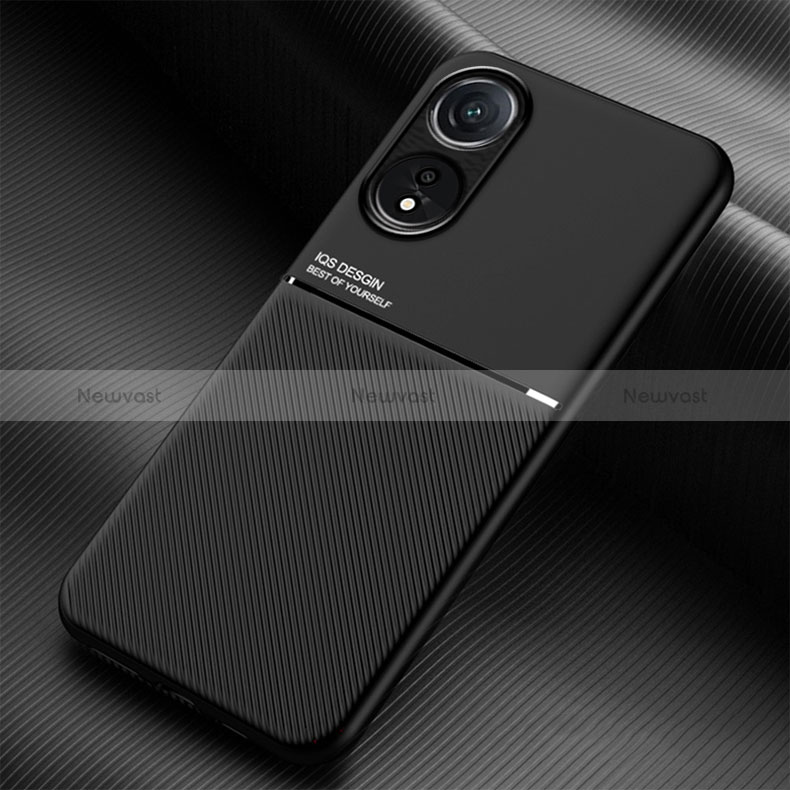 Ultra-thin Silicone Gel Soft Case Cover with Magnetic for Oppo A38 Black