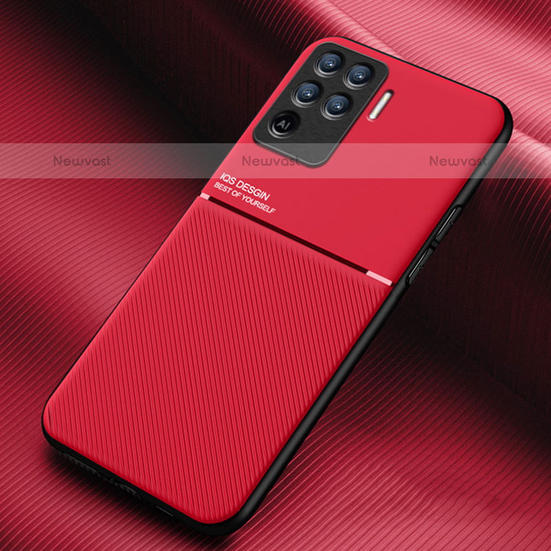 Ultra-thin Silicone Gel Soft Case Cover with Magnetic for Oppo A94 4G Red
