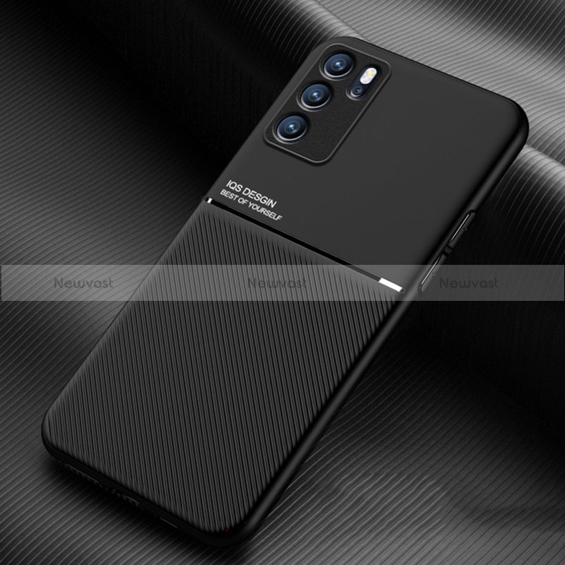 Ultra-thin Silicone Gel Soft Case Cover with Magnetic for Oppo Reno6 Pro 5G India Black