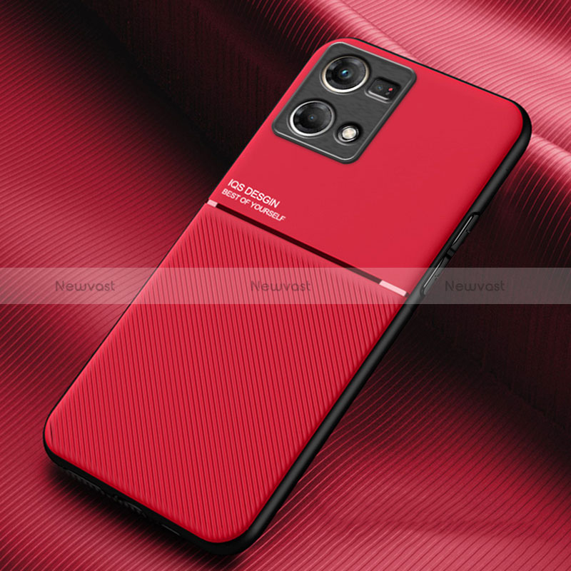 Ultra-thin Silicone Gel Soft Case Cover with Magnetic for Oppo Reno7 4G Red