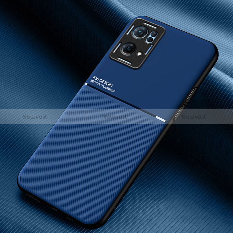 Ultra-thin Silicone Gel Soft Case Cover with Magnetic for Oppo Reno7 Pro 5G Blue