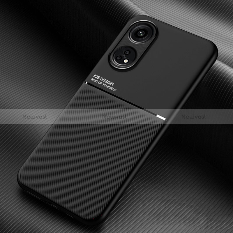 Ultra-thin Silicone Gel Soft Case Cover with Magnetic for Oppo Reno8 T 4G Black