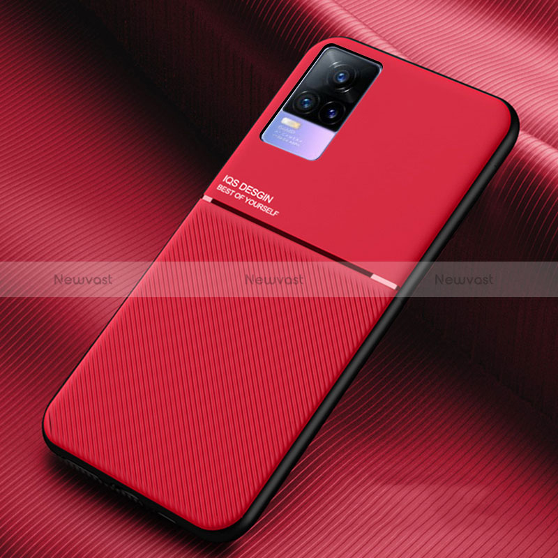 Ultra-thin Silicone Gel Soft Case Cover with Magnetic for Vivo V21e 4G Red