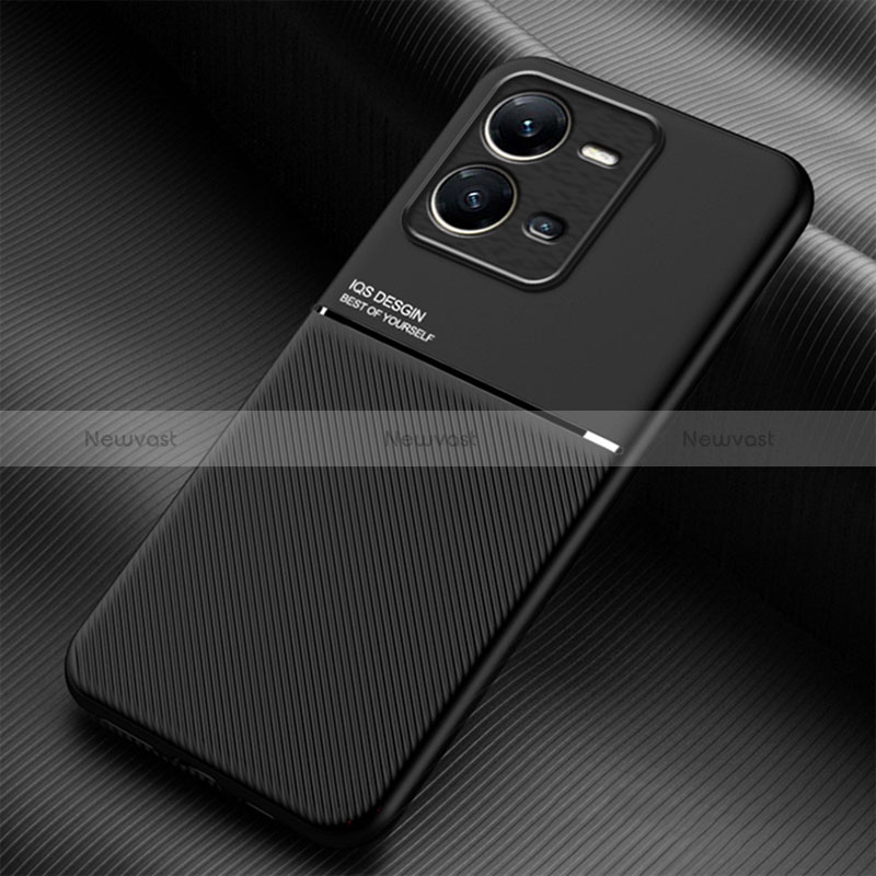 Ultra-thin Silicone Gel Soft Case Cover with Magnetic for Vivo V25e Black