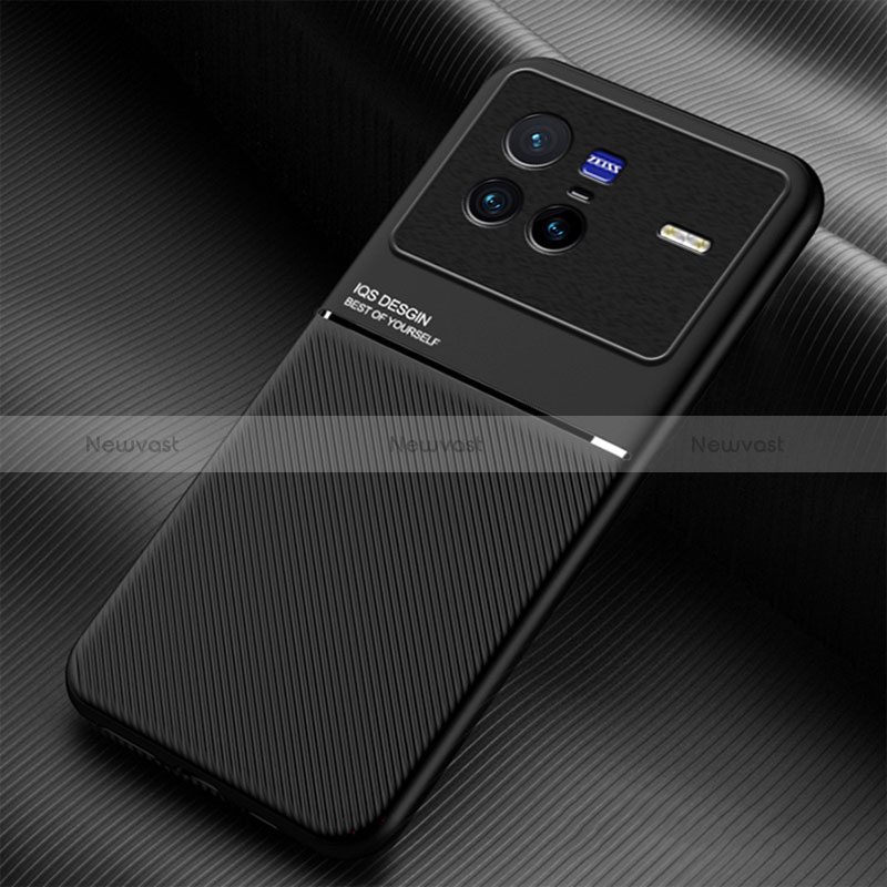 Ultra-thin Silicone Gel Soft Case Cover with Magnetic for Vivo X80 5G Black
