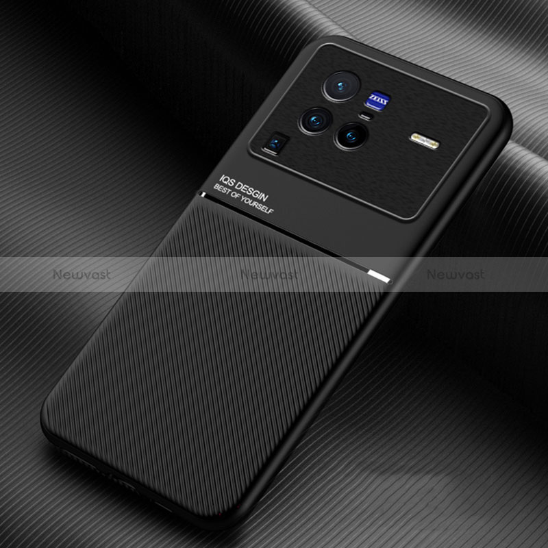 Ultra-thin Silicone Gel Soft Case Cover with Magnetic for Vivo X80 Pro 5G Black