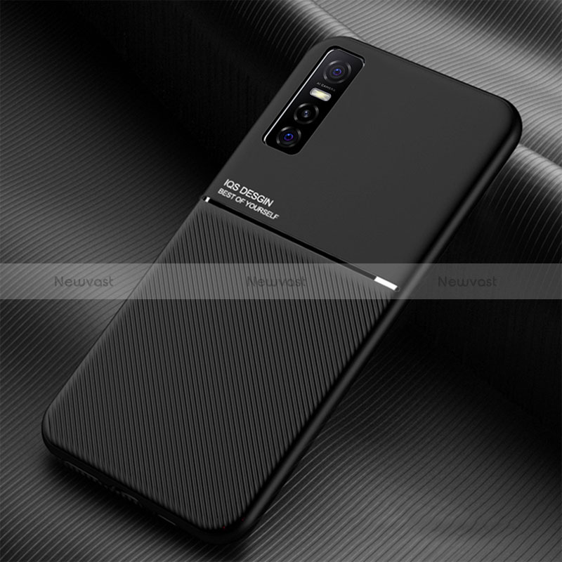 Ultra-thin Silicone Gel Soft Case Cover with Magnetic for Vivo Y73s 5G Black