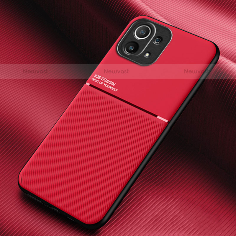 Ultra-thin Silicone Gel Soft Case Cover with Magnetic for Xiaomi Mi 11 Lite 4G Red