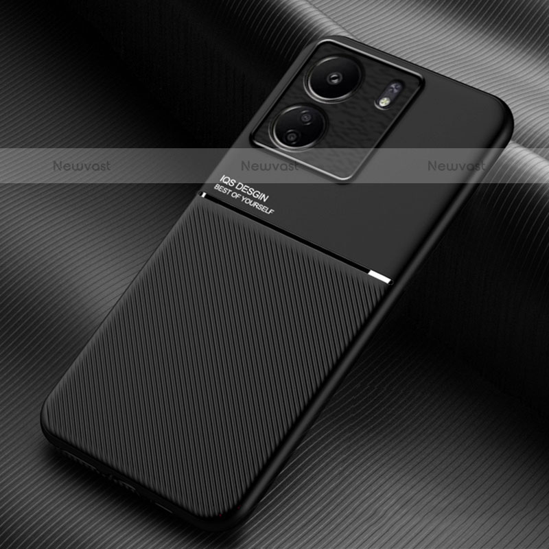 Ultra-thin Silicone Gel Soft Case Cover with Magnetic for Xiaomi Poco C65 Black