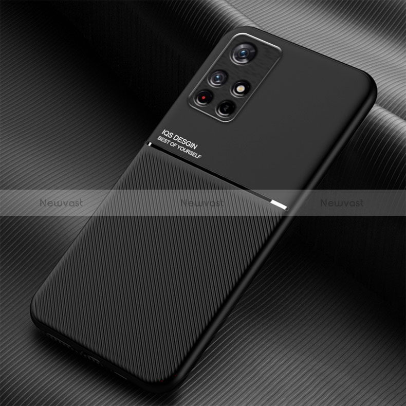 Ultra-thin Silicone Gel Soft Case Cover with Magnetic for Xiaomi Poco M4 Pro 5G Black