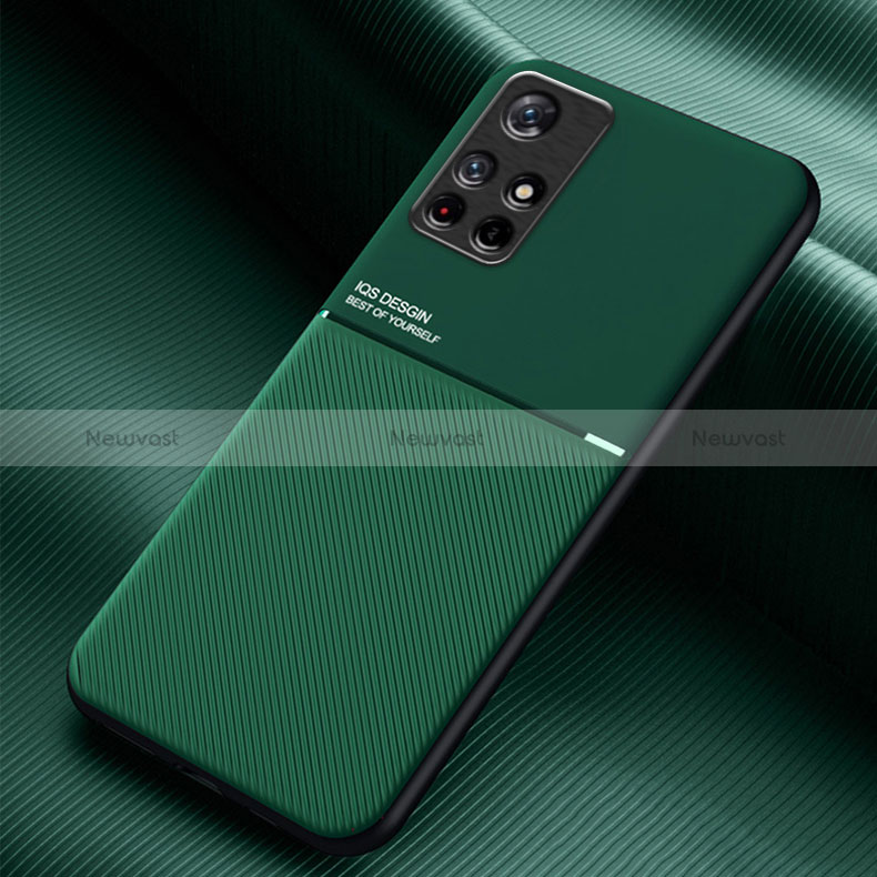 Ultra-thin Silicone Gel Soft Case Cover with Magnetic for Xiaomi Poco M4 Pro 5G Green