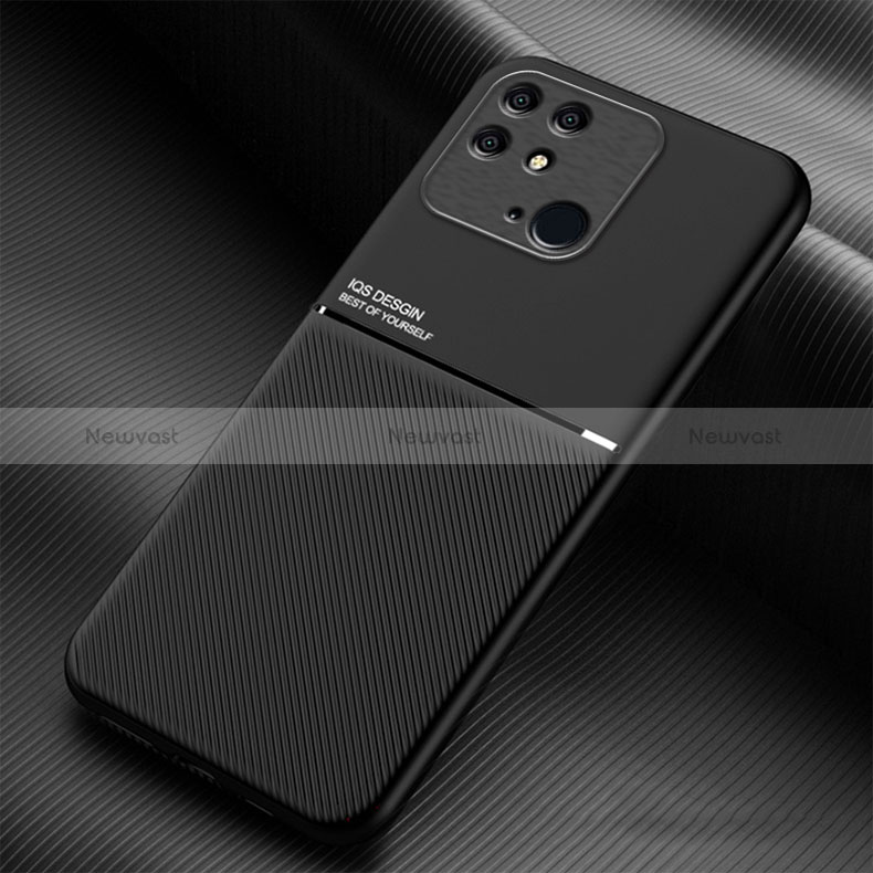 Ultra-thin Silicone Gel Soft Case Cover with Magnetic for Xiaomi Redmi 10 India Black