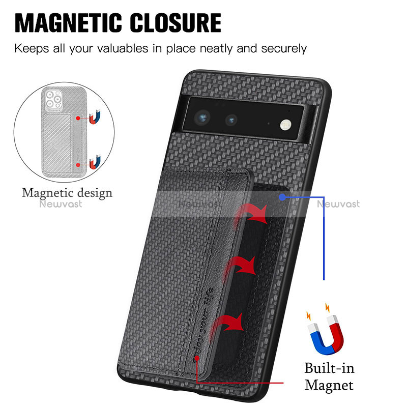 Ultra-thin Silicone Gel Soft Case Cover with Magnetic S01D for Google Pixel 6 5G