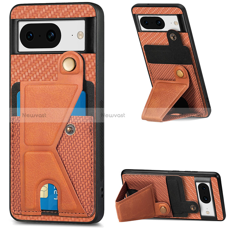 Ultra-thin Silicone Gel Soft Case Cover with Magnetic S01D for Google Pixel 8 5G Brown