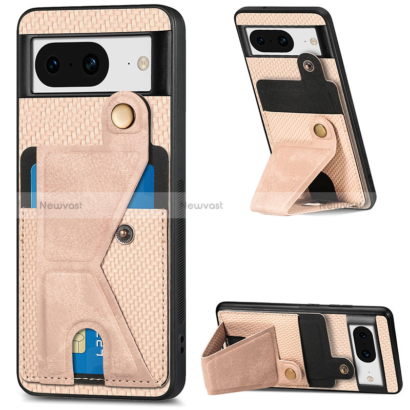 Ultra-thin Silicone Gel Soft Case Cover with Magnetic S01D for Google Pixel 8 5G Gold