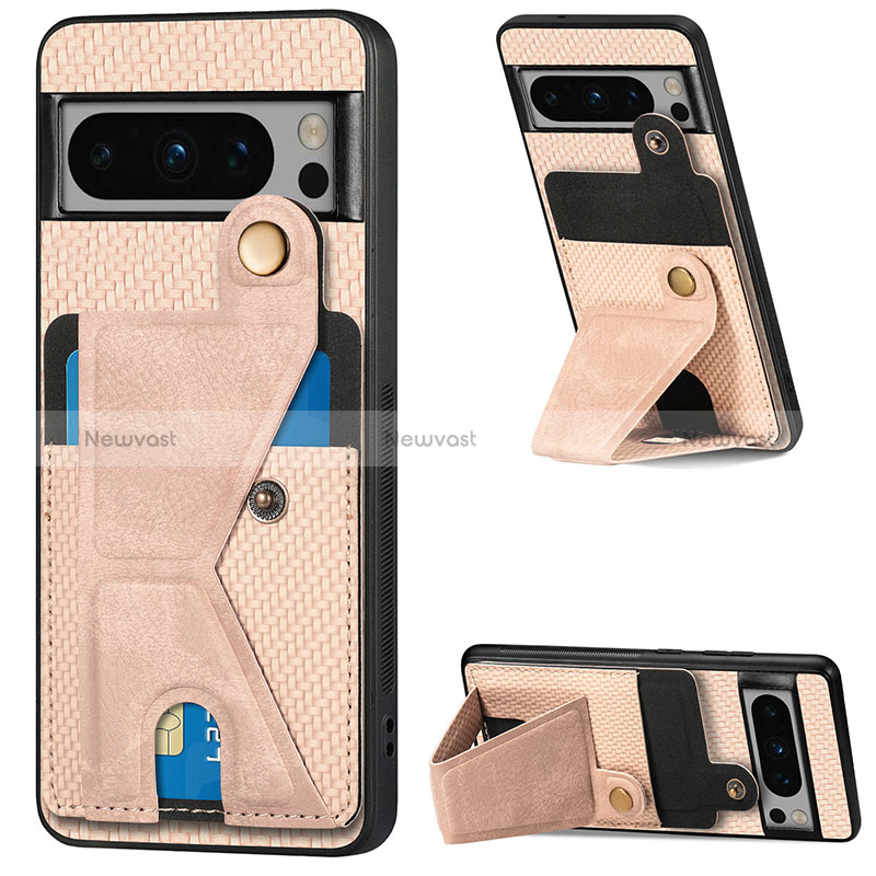 Ultra-thin Silicone Gel Soft Case Cover with Magnetic S01D for Google Pixel 8 Pro 5G Gold