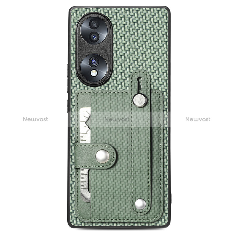 Ultra-thin Silicone Gel Soft Case Cover with Magnetic S01D for Huawei Honor 70 5G Green