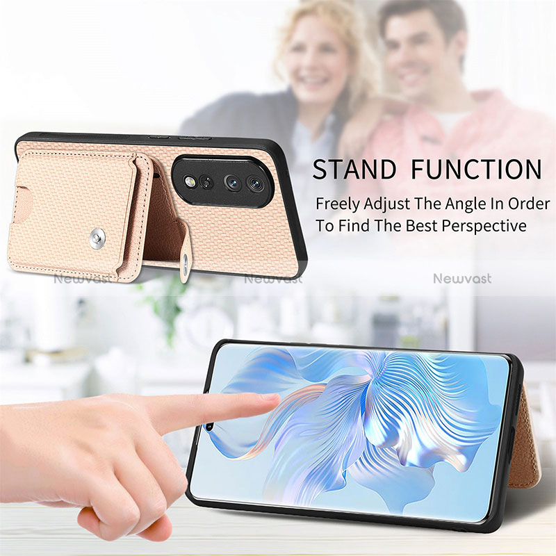 Ultra-thin Silicone Gel Soft Case Cover with Magnetic S01D for Huawei Honor 80 Pro 5G