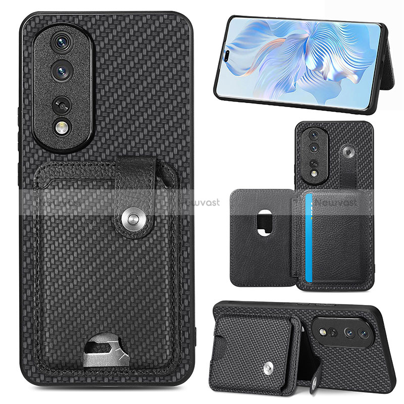 Ultra-thin Silicone Gel Soft Case Cover with Magnetic S01D for Huawei Honor 80 Pro 5G Black