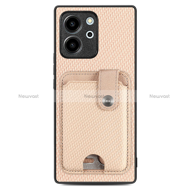 Ultra-thin Silicone Gel Soft Case Cover with Magnetic S01D for Huawei Honor 80 SE 5G Gold