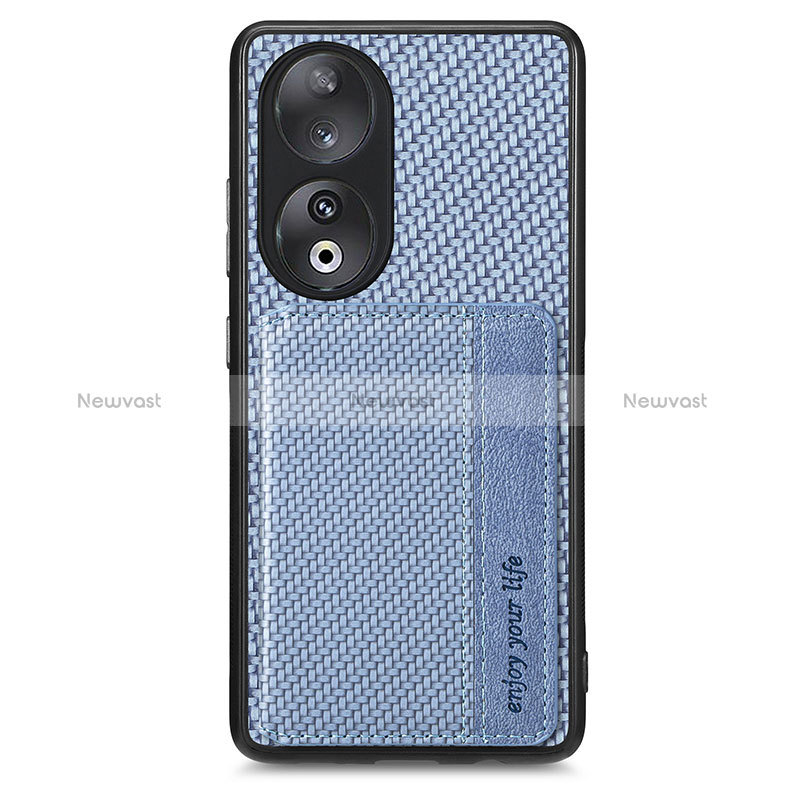 Ultra-thin Silicone Gel Soft Case Cover with Magnetic S01D for Huawei Honor 90 5G Blue