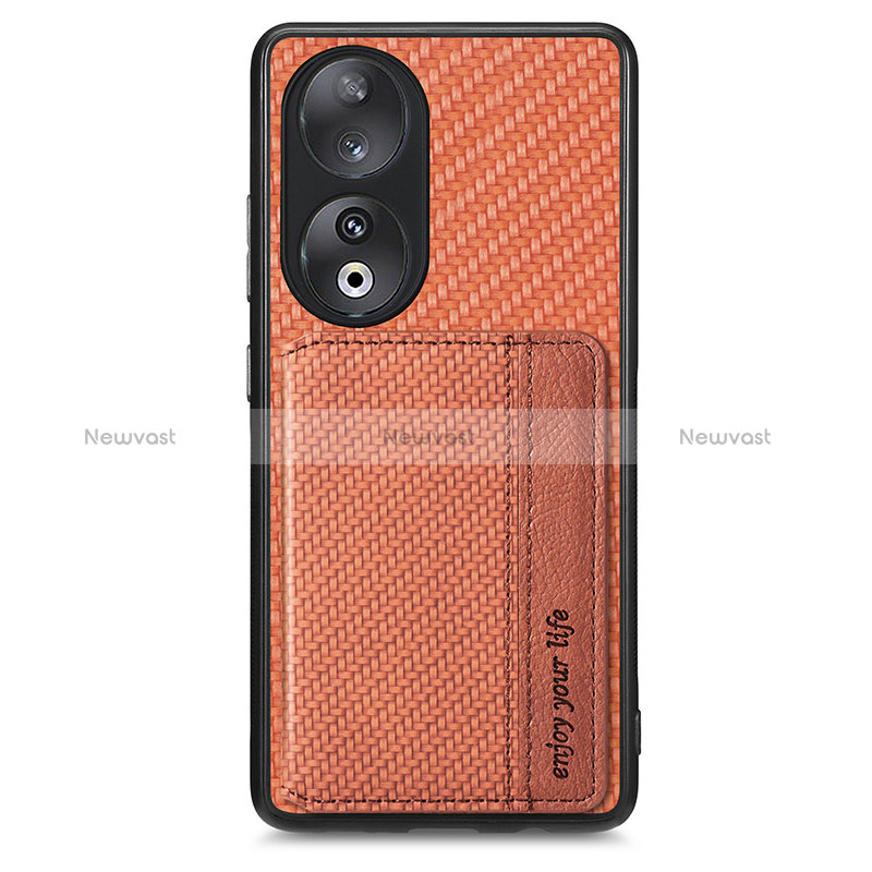 Ultra-thin Silicone Gel Soft Case Cover with Magnetic S01D for Huawei Honor 90 5G Brown