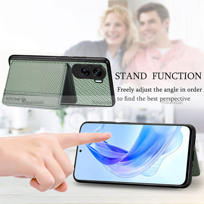 Ultra-thin Silicone Gel Soft Case Cover with Magnetic S01D for Huawei Honor 90 Lite 5G