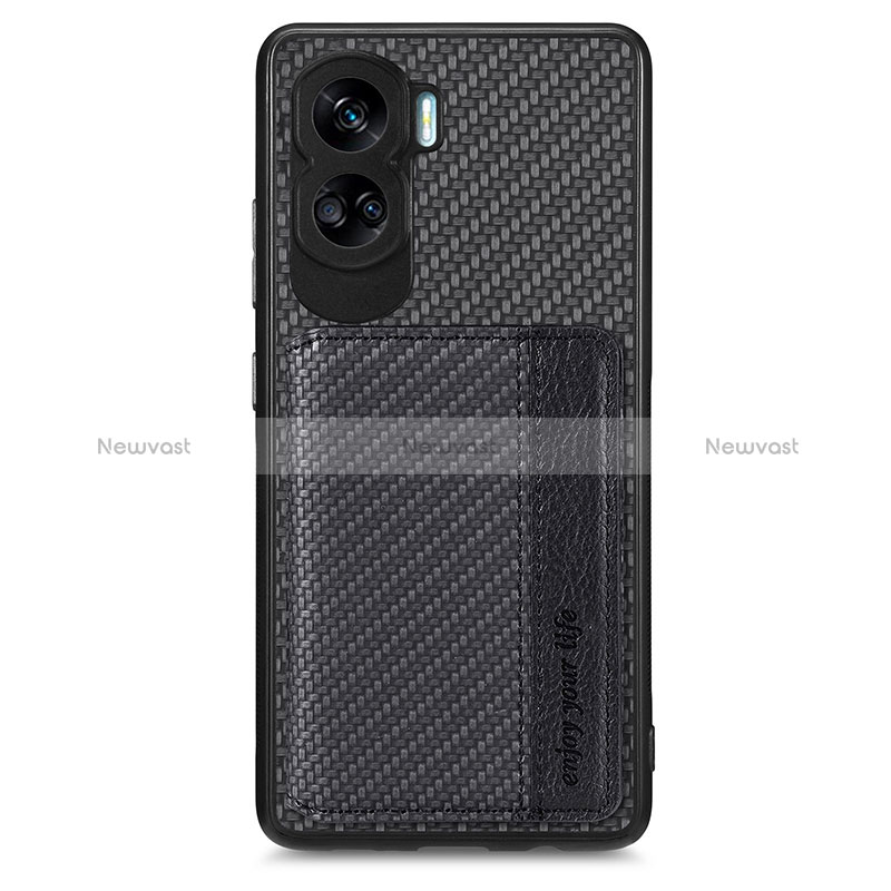 Ultra-thin Silicone Gel Soft Case Cover with Magnetic S01D for Huawei Honor 90 Lite 5G Black