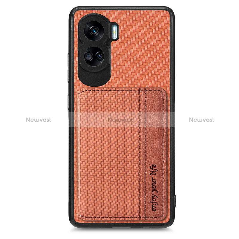 Ultra-thin Silicone Gel Soft Case Cover with Magnetic S01D for Huawei Honor 90 Lite 5G Brown