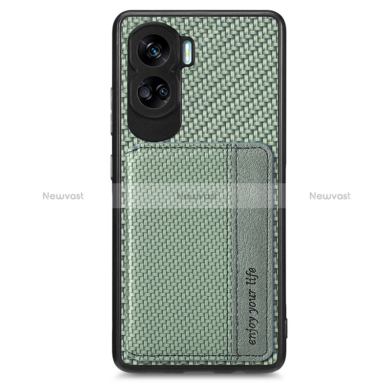 Ultra-thin Silicone Gel Soft Case Cover with Magnetic S01D for Huawei Honor 90 Lite 5G Green