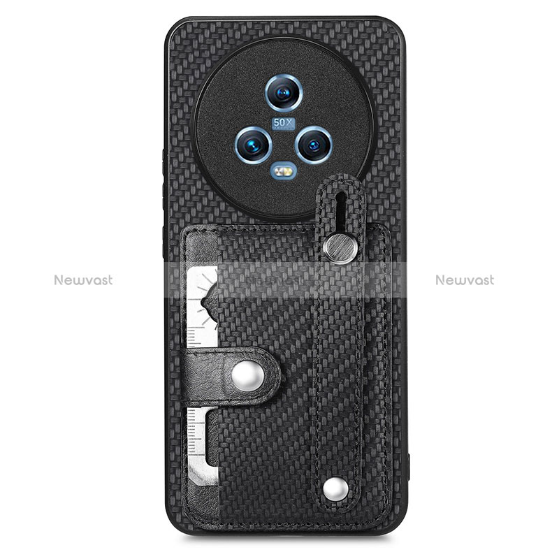 Ultra-thin Silicone Gel Soft Case Cover with Magnetic S01D for Huawei Honor Magic5 5G Black