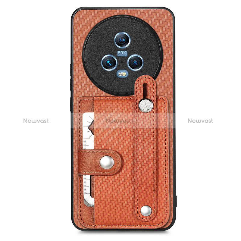 Ultra-thin Silicone Gel Soft Case Cover with Magnetic S01D for Huawei Honor Magic5 5G Brown