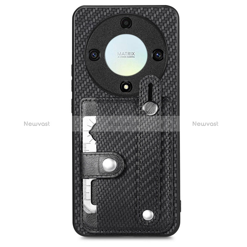 Ultra-thin Silicone Gel Soft Case Cover with Magnetic S01D for Huawei Honor Magic5 Lite 5G Black