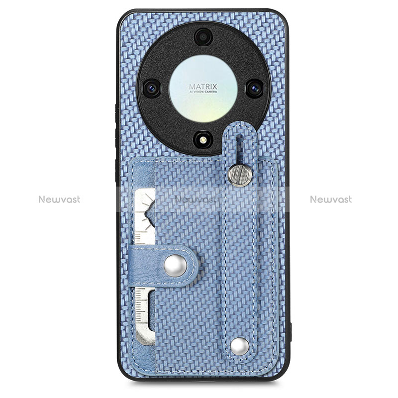 Ultra-thin Silicone Gel Soft Case Cover with Magnetic S01D for Huawei Honor Magic5 Lite 5G Blue