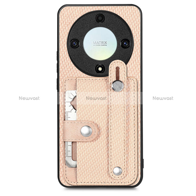 Ultra-thin Silicone Gel Soft Case Cover with Magnetic S01D for Huawei Honor Magic5 Lite 5G Gold