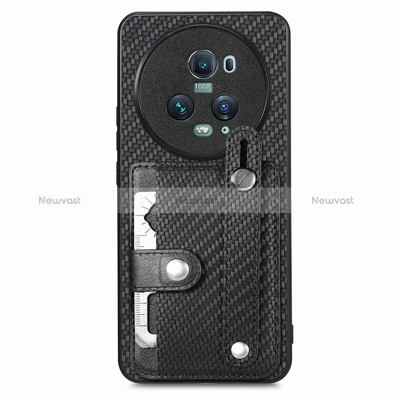 Ultra-thin Silicone Gel Soft Case Cover with Magnetic S01D for Huawei Honor Magic5 Pro 5G Black