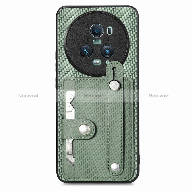 Ultra-thin Silicone Gel Soft Case Cover with Magnetic S01D for Huawei Honor Magic5 Pro 5G Green