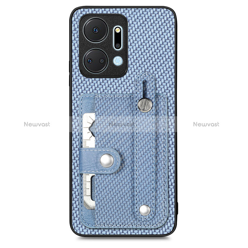 Ultra-thin Silicone Gel Soft Case Cover with Magnetic S01D for Huawei Honor X7a Blue