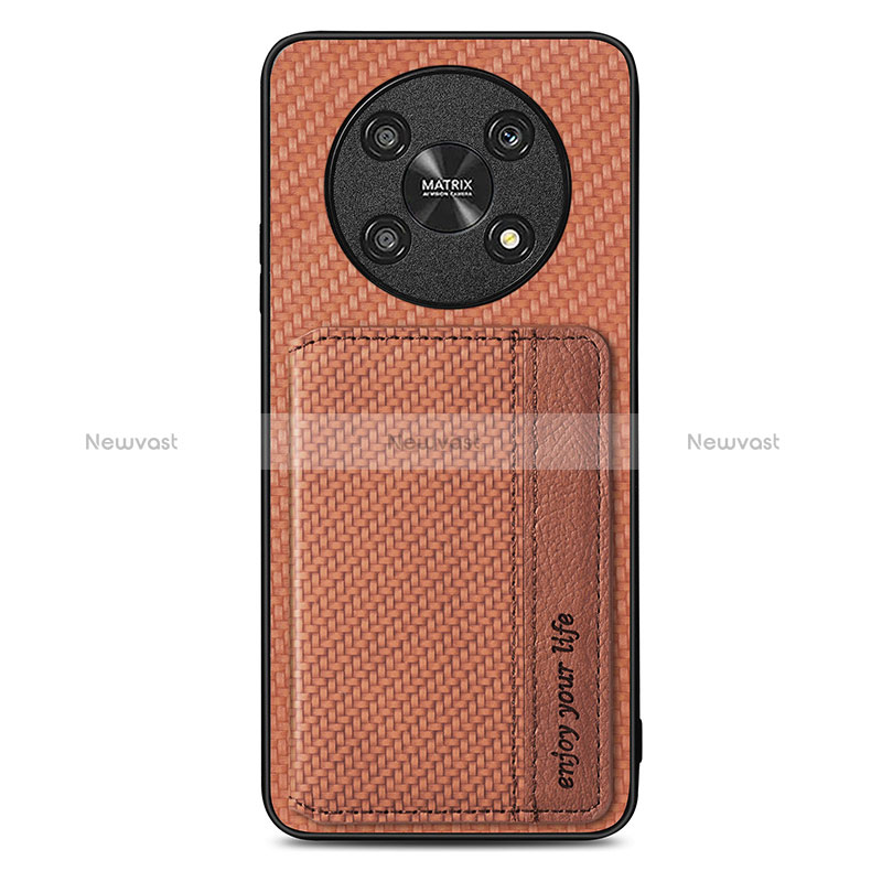 Ultra-thin Silicone Gel Soft Case Cover with Magnetic S01D for Huawei Honor X9 5G Brown