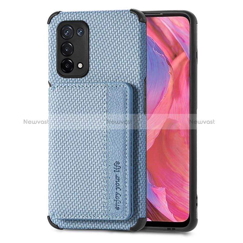 Ultra-thin Silicone Gel Soft Case Cover with Magnetic S01D for Oppo A74 5G Blue