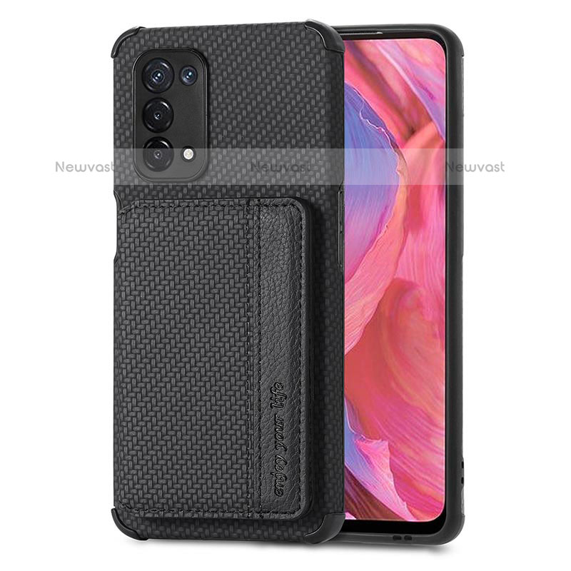 Ultra-thin Silicone Gel Soft Case Cover with Magnetic S01D for Oppo A93 5G Black