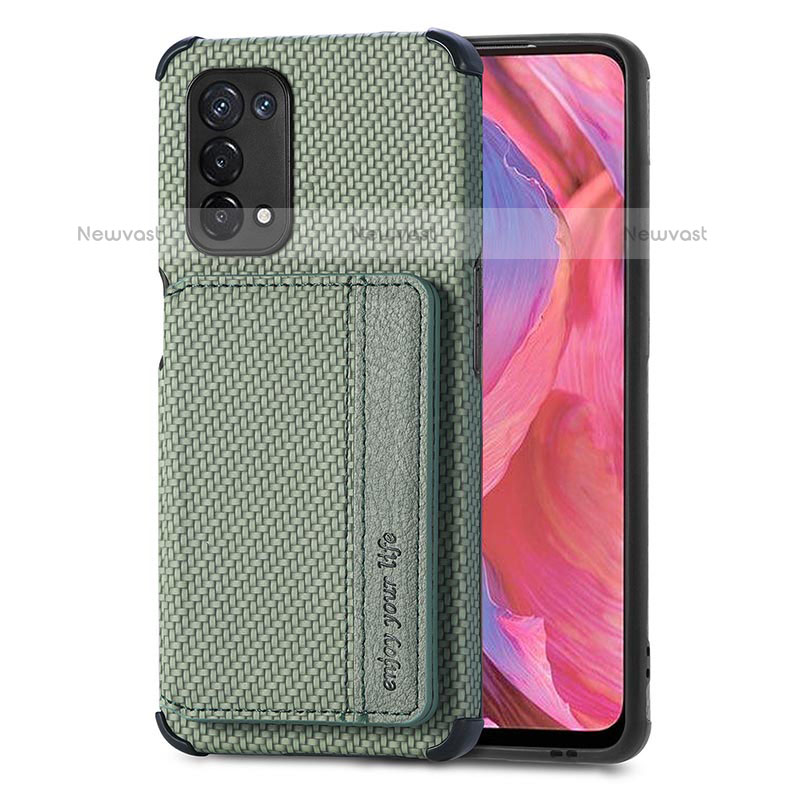 Ultra-thin Silicone Gel Soft Case Cover with Magnetic S01D for Oppo A93 5G Green