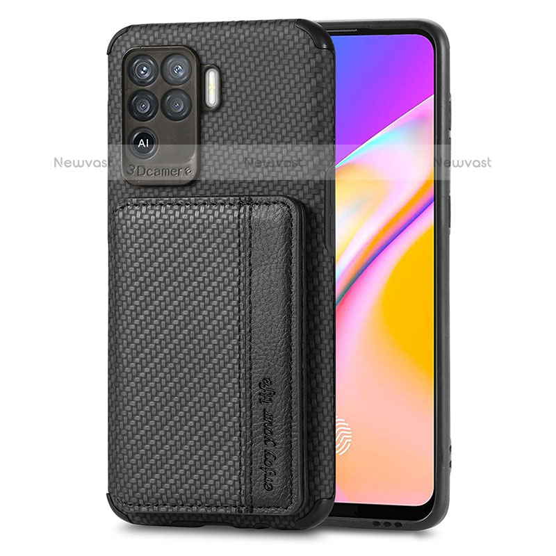 Ultra-thin Silicone Gel Soft Case Cover with Magnetic S01D for Oppo A94 4G Black