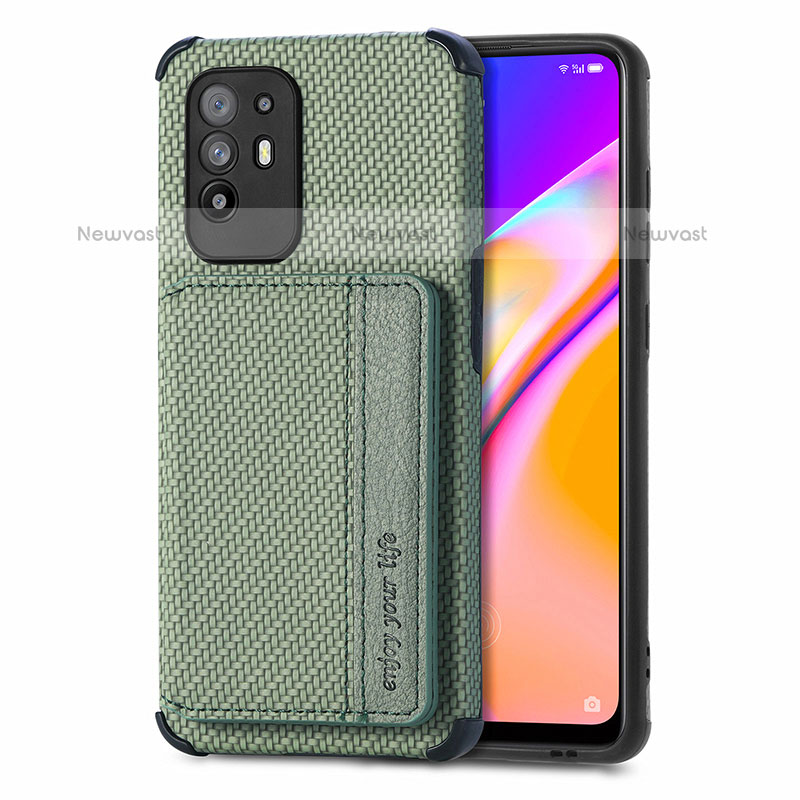 Ultra-thin Silicone Gel Soft Case Cover with Magnetic S01D for Oppo A94 5G Green