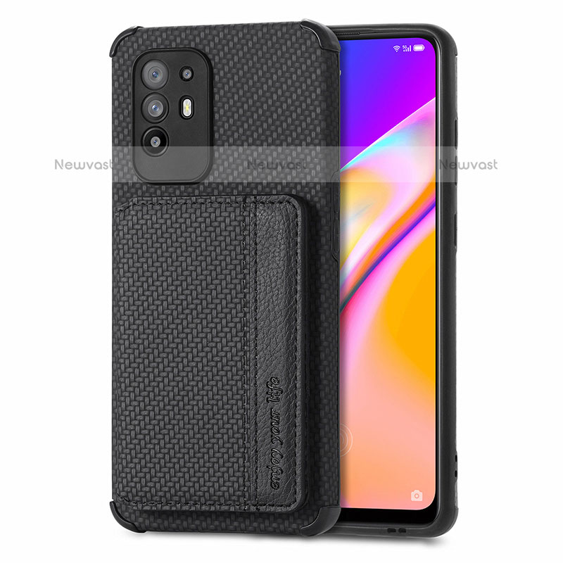 Ultra-thin Silicone Gel Soft Case Cover with Magnetic S01D for Oppo A95 5G Black