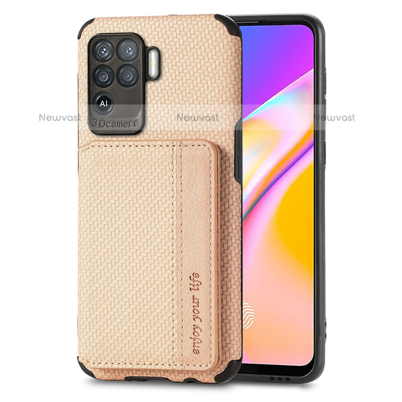 Ultra-thin Silicone Gel Soft Case Cover with Magnetic S01D for Oppo F19 Pro Gold