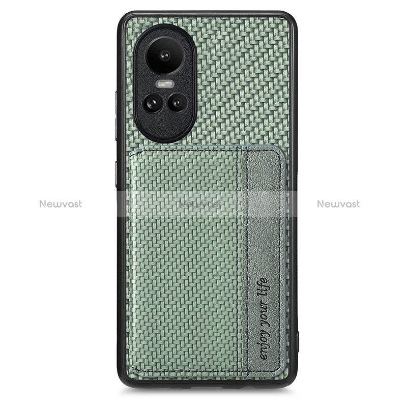 Ultra-thin Silicone Gel Soft Case Cover with Magnetic S01D for Oppo Reno10 5G Green