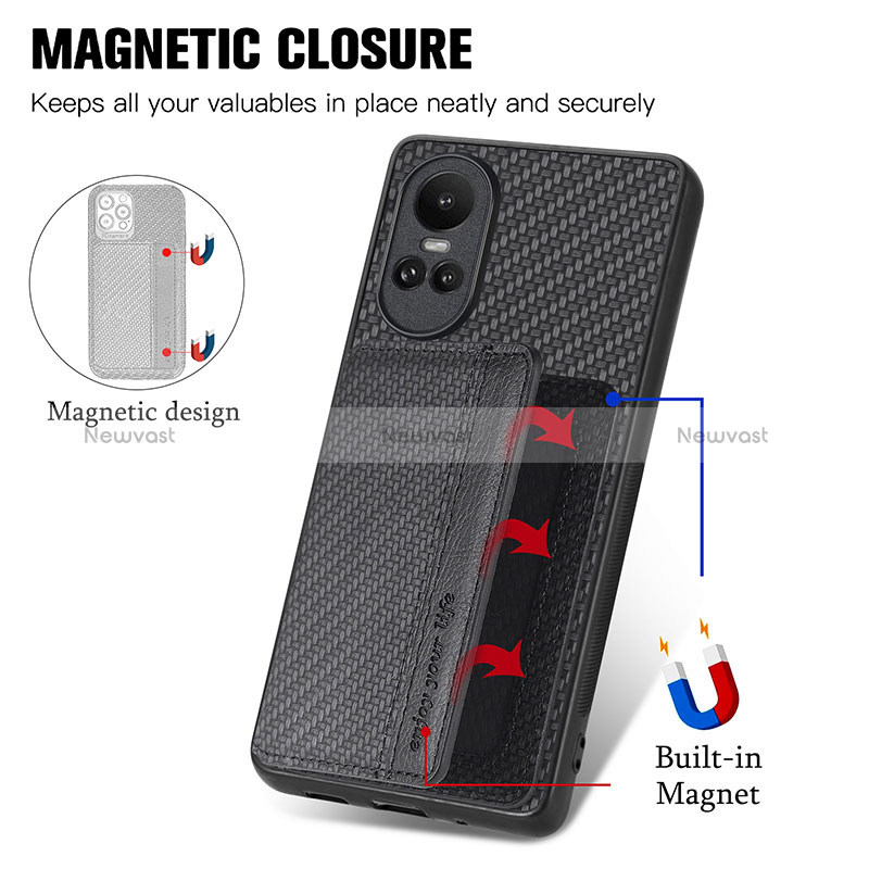 Ultra-thin Silicone Gel Soft Case Cover with Magnetic S01D for Oppo Reno10 Pro 5G