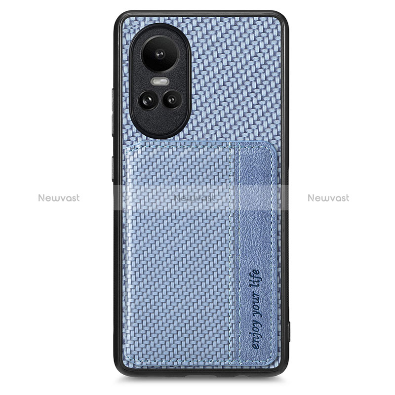 Ultra-thin Silicone Gel Soft Case Cover with Magnetic S01D for Oppo Reno10 Pro 5G Blue